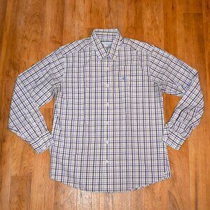 Southern Tide Purple/Gray Plaid Tailored Fit Button Down Shirt Sz LG